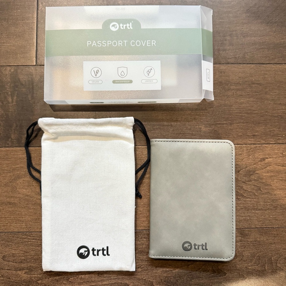 Trtl Gray Passport Cover/ Card Holder with Pouch